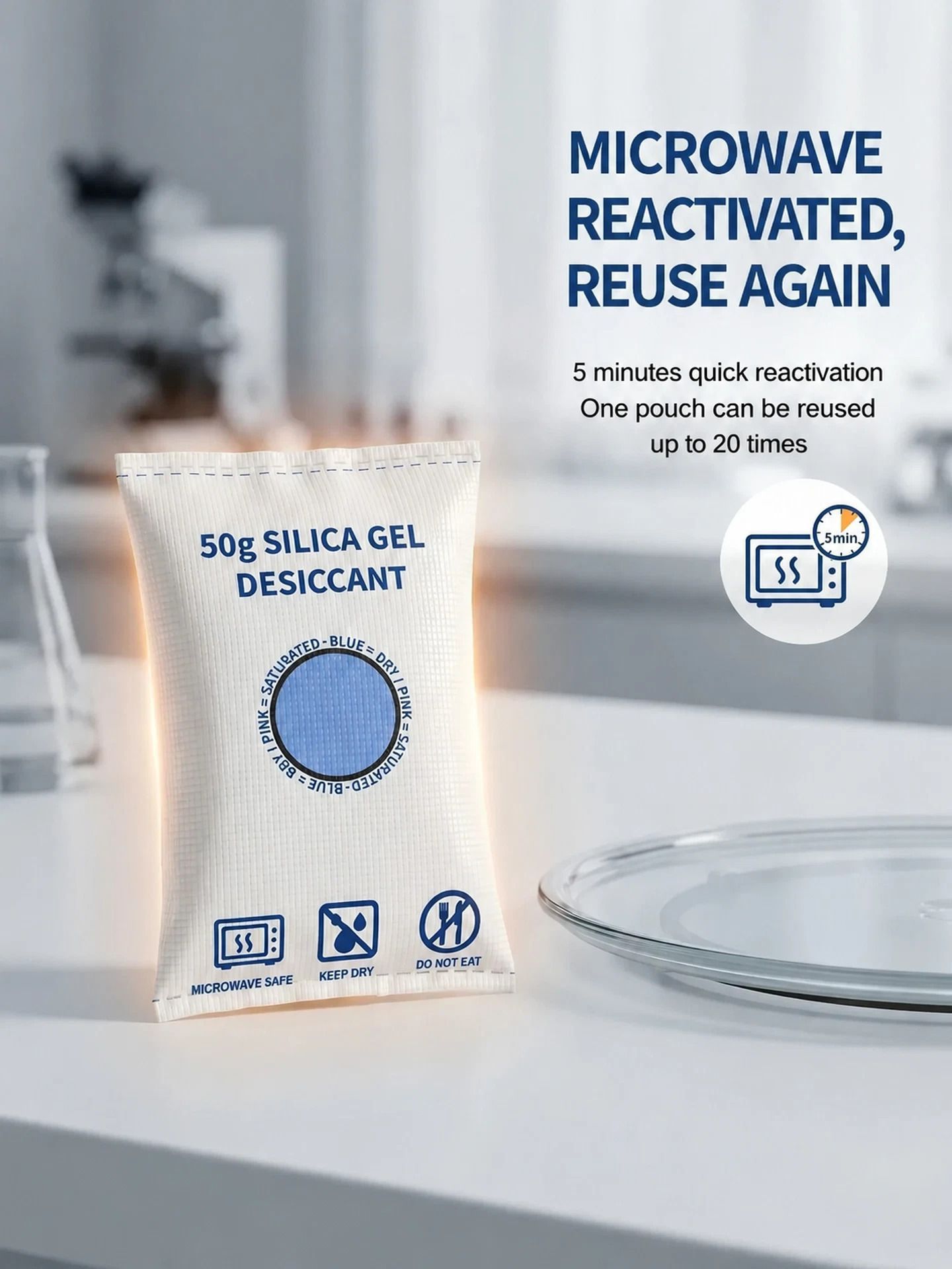 4 Pack Visual Humidity Green Silica Gel Desiccant, Colour Changing Regular 100g Dehumidifying Beads — image 6