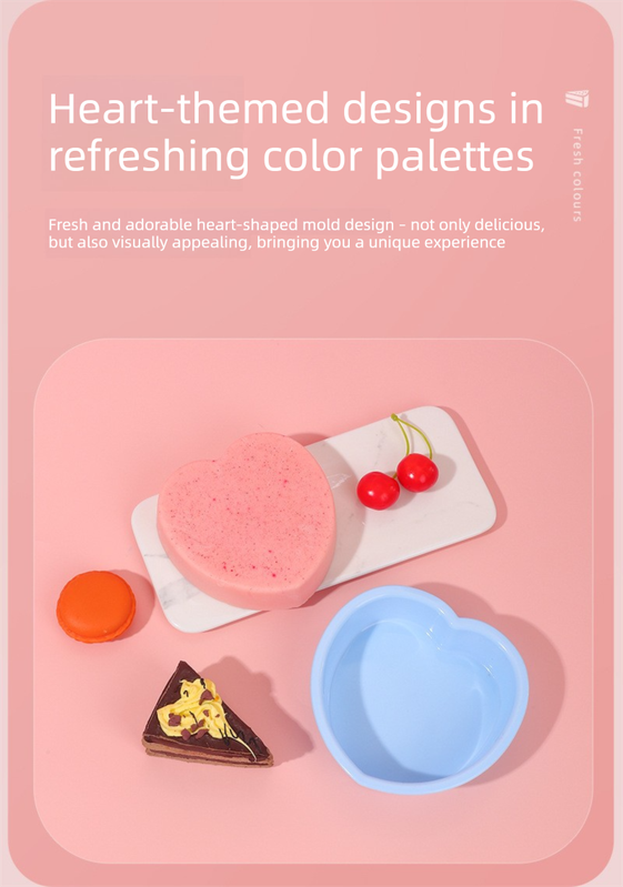 Heart Shaped Silicone Baking Mould - Non-Stick Mousse Cake & Jelly Pan - Easy Release Polished Interior for Valentine's Day Desserts (Green Spring โ image 3