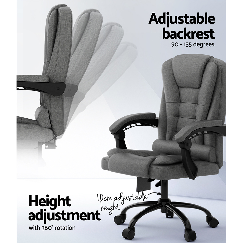 Artiss 2 Point Massage Office Chair Fabric Black โ image 5