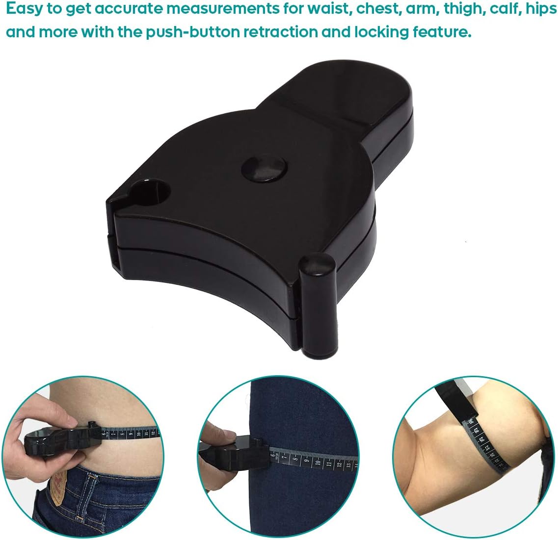 Tape measure for body measurements - Self-locking body tape measure with push button and retraction Precise waist chest hips thighs arms Ideal fitness at home — image 4