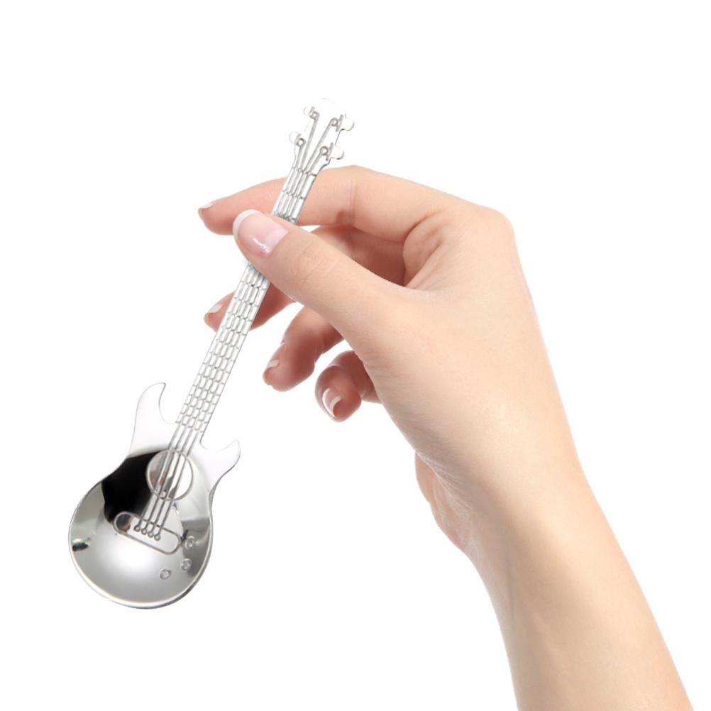 4 Pcs Guitar Coffee Spoons Stainless Steel Guitar Instrument Shaped Coffee Spoons Kitchen Utensil for Mixing Milkshake Tea Dessert Drink โ image 4