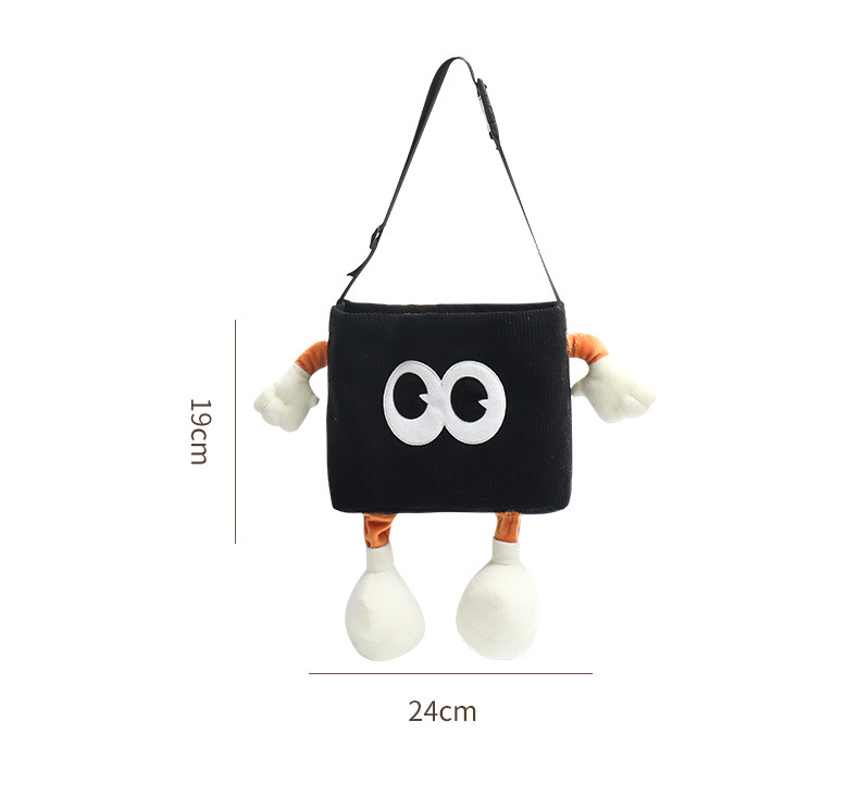 Black Cute Cartoon Car Trash Bin with Adjustable Strap - Water-Repellent Corduroy (19 × 24cm) — image 2