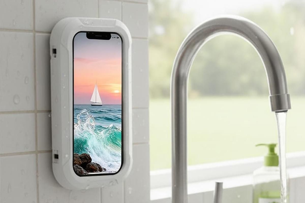 Waterproof Anti-Fog Rotating Shower Phone Holder for Bathroom-White โ image 4