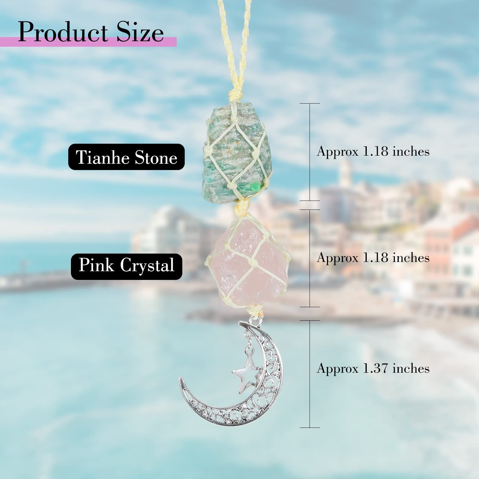 Car Charm Hanging Crystals Car Accessories,Healing Crystal Accessories- Dangling Moon,Rearview Mirror Decorations Hanging — image 4