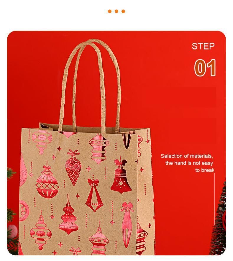 20Pcs Christmas Kraft Gift Bags, Gold Hot Stamping Reindeer, 15×8×21cm — image 3