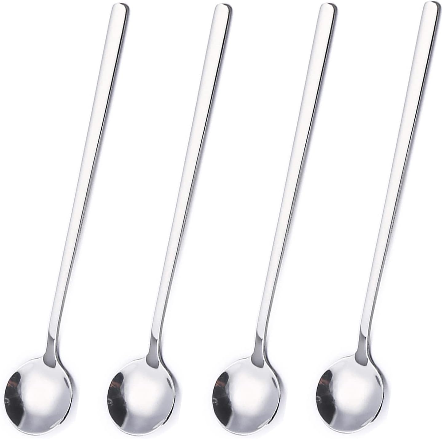 4 Pack Stainless Steel Coffee Spoon, 6.7 Inch Stirring Spoons, Cocktail Stirring Spoons for Coffee Tea Dessert Cake Ice Cream Cappuccino (Silver)