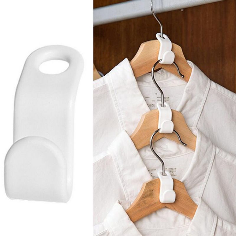 50PCS Clothes Hook Hanger Hooks Space Saving Closet Connector Organizer Closet Organizer,Space Saving Hanger Hooks(White) — image 2