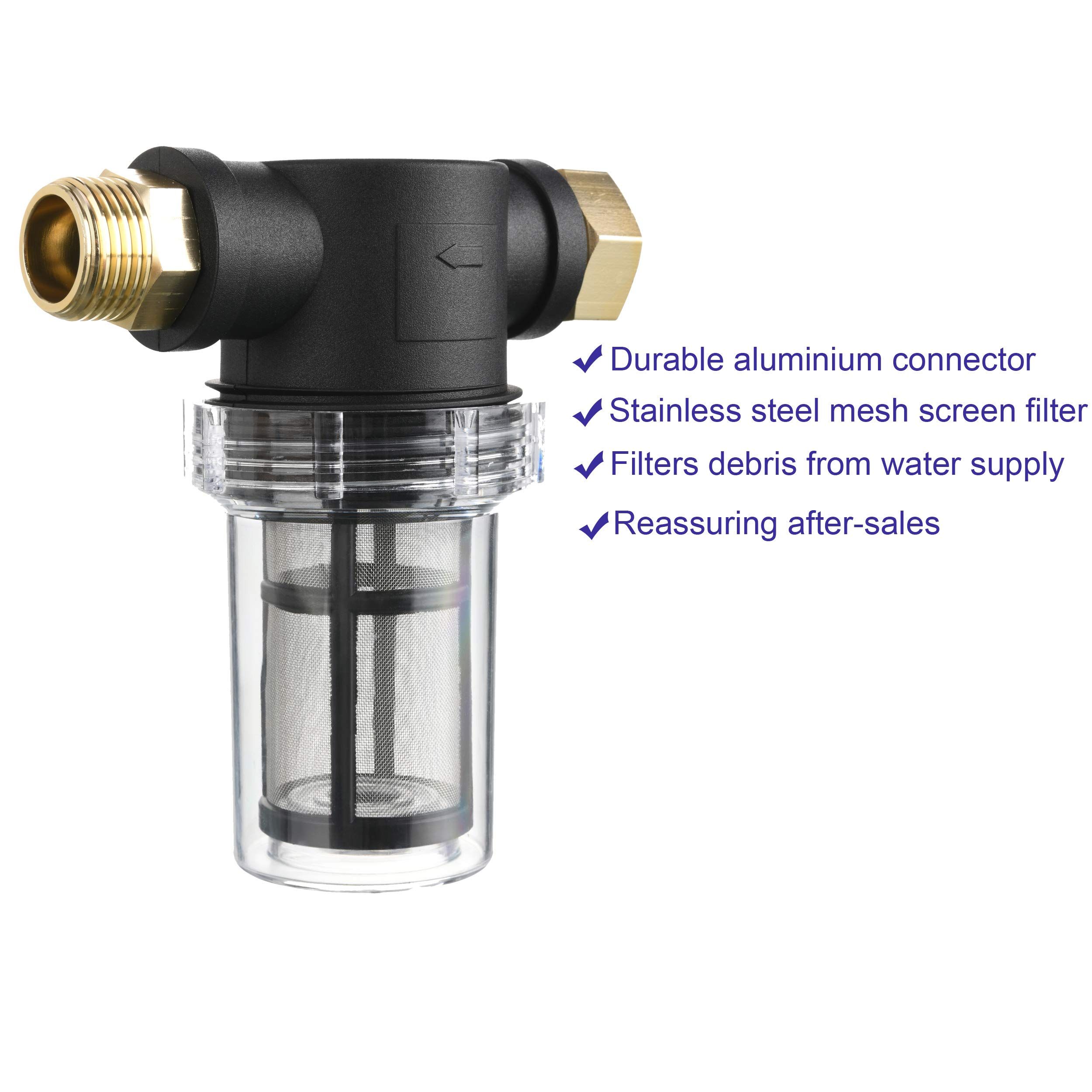 Garden Hose Filter for Pressure Washer Inlet Water, Inline Filter for Sediment, 40 Mesh Screen, Extra 100 Mesh — image 3