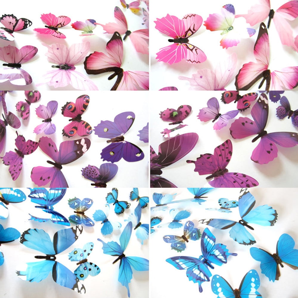 12Pcs Butterfly Wall Decals, 3D Butterfly Wall Stickers Removable DIY Home Decorations Art Decor Wall Stickers Murals for Kids Bedroom Living Room Classroom โ image 3