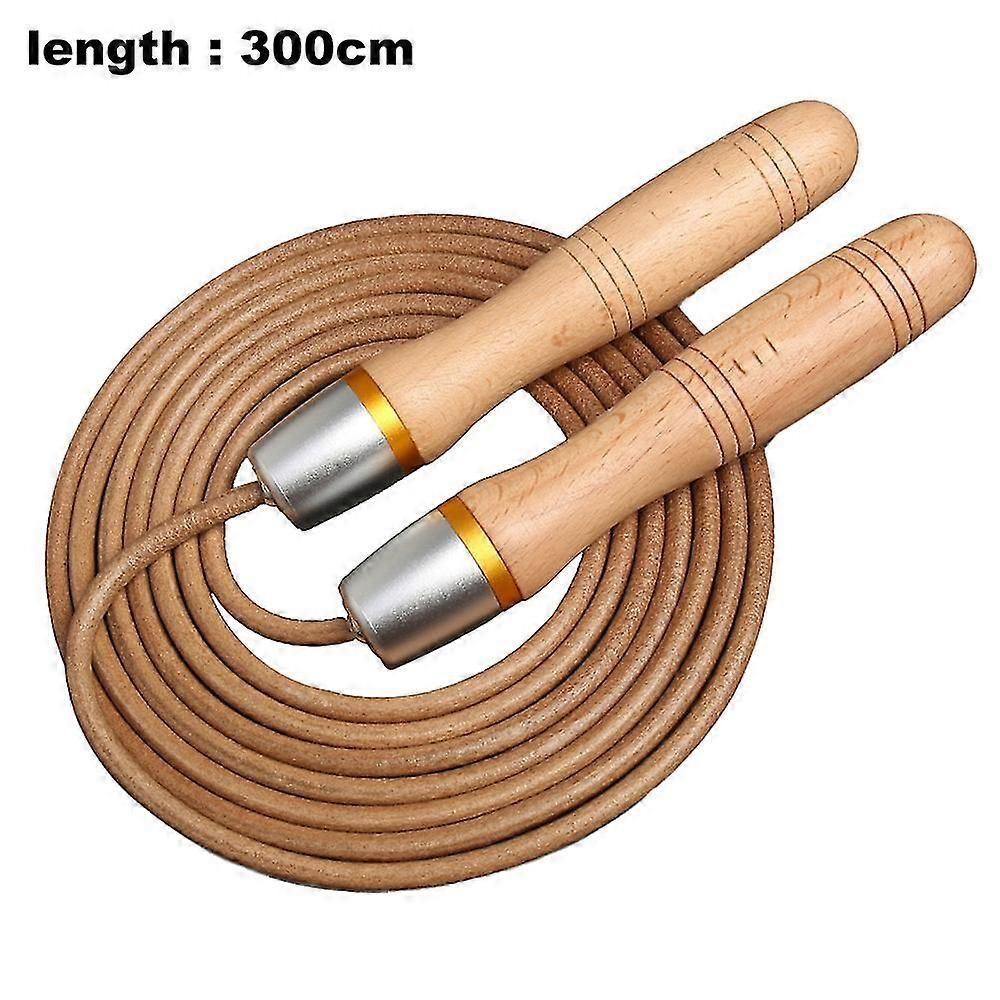 Adjustable Leather Jump Rope with Wooden Handles, Ball Bearing Speed Skipping Rope for Cardio, Boxing, Fitness, CrossFit & Exercise Training - Silver โ image 2