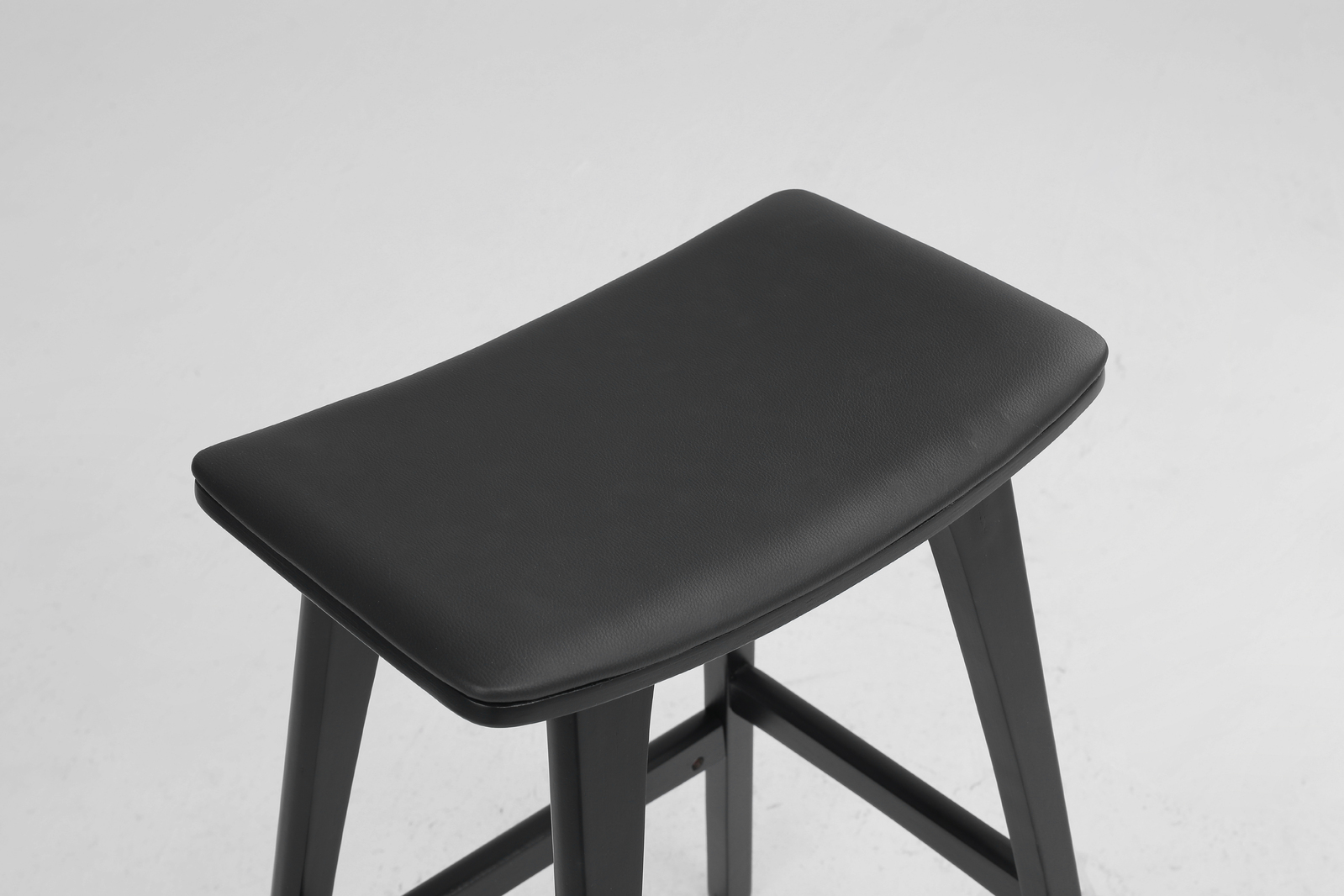 4X Wooden Bar Stool Padded PU Leather Dining Chair KANSO 65cm BLACK — image 3