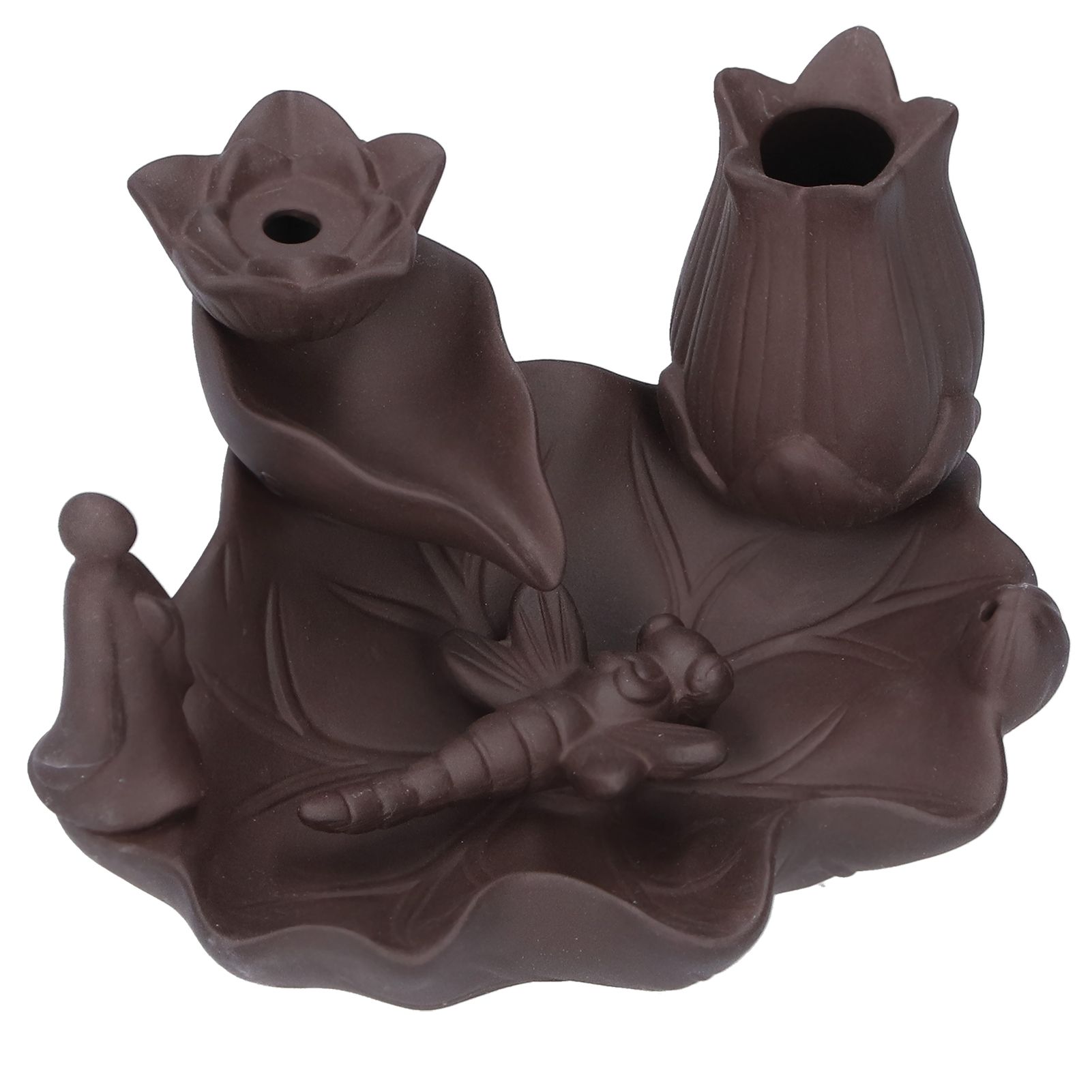 Incense Burner Red Porcelain Dragonfly Shape Backflow Smoke Waterfall Sandalwood Home Decor — image 2