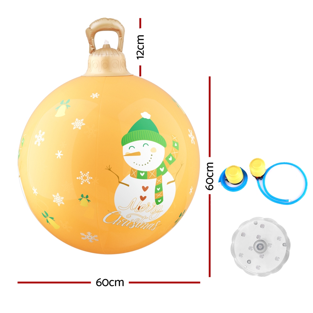 Jingle Jollys Christmas Inflatable Ball 60cm Led Illuminated Snowman Xmas Decor — image 2