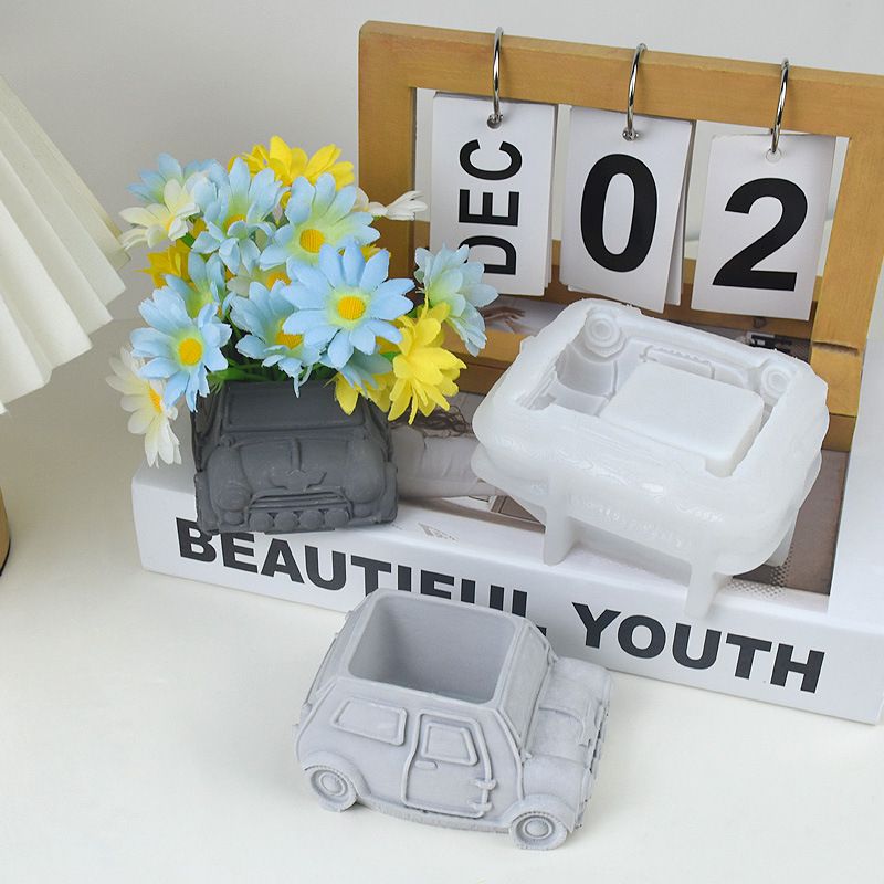 3D Bus Flower Pot Silicone Mold Container Bowl Resin Mold Retro Car Shape Candle Vessel Concrete Cement Mold Epoxy Resin — image 3