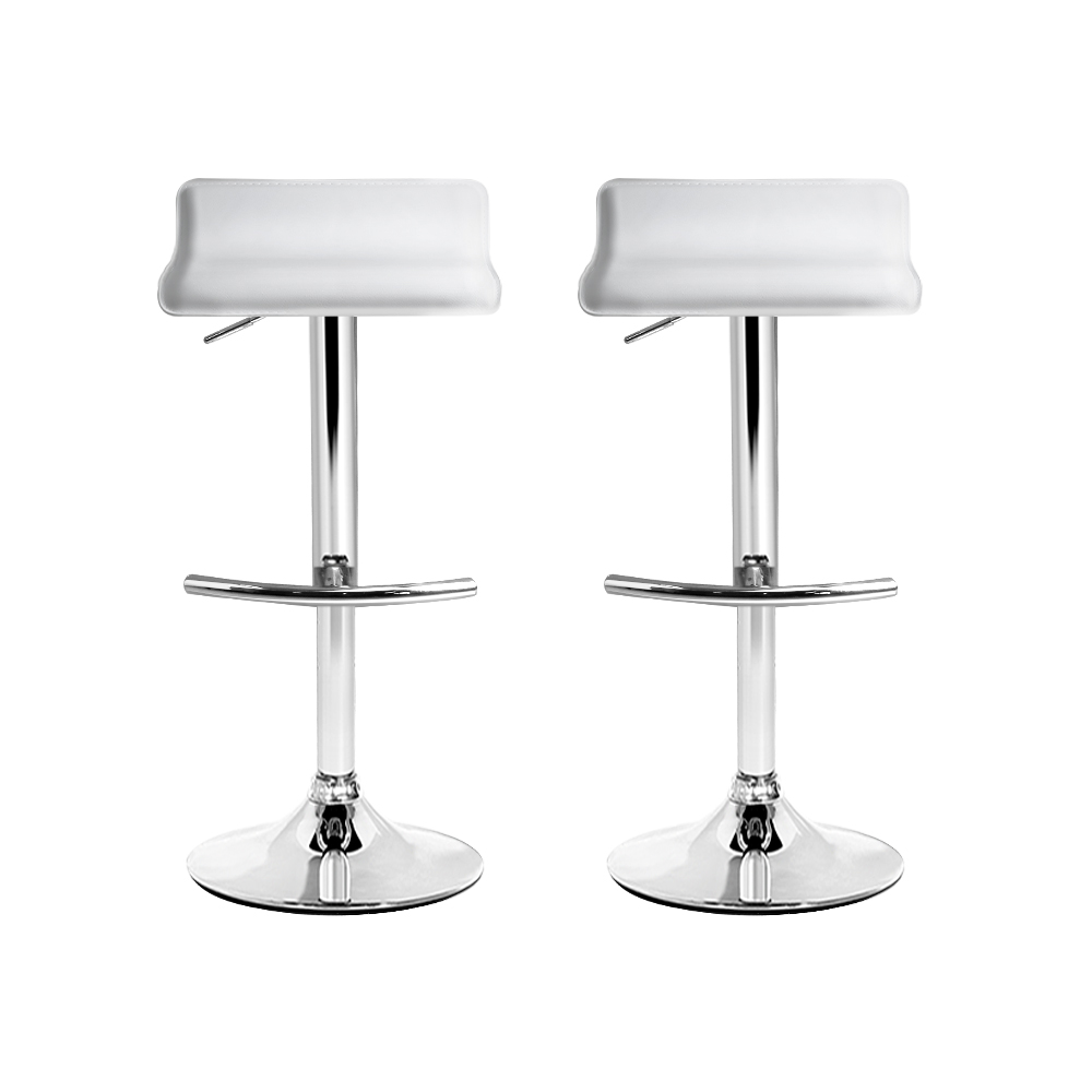 Artiss 2x Bar Stools Adjustable Gas Lift Chairs White — image 3
