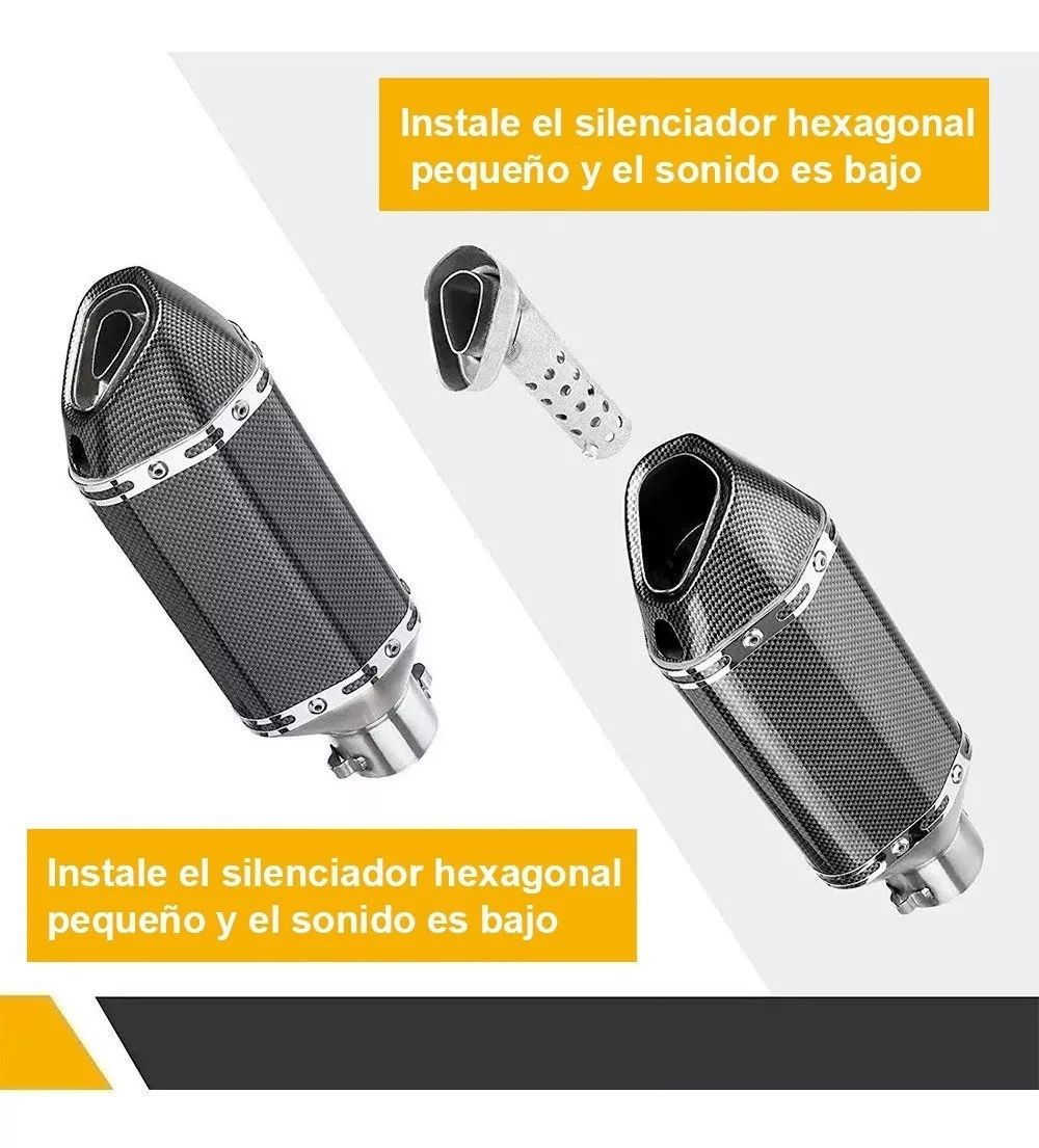 Universal Motorcycle Muffler Slip on Exhaust, Exhaust Pipe Silencers Motorcycles Muffler Tips for Scooter Motorcycle ATV Dirt — image 3