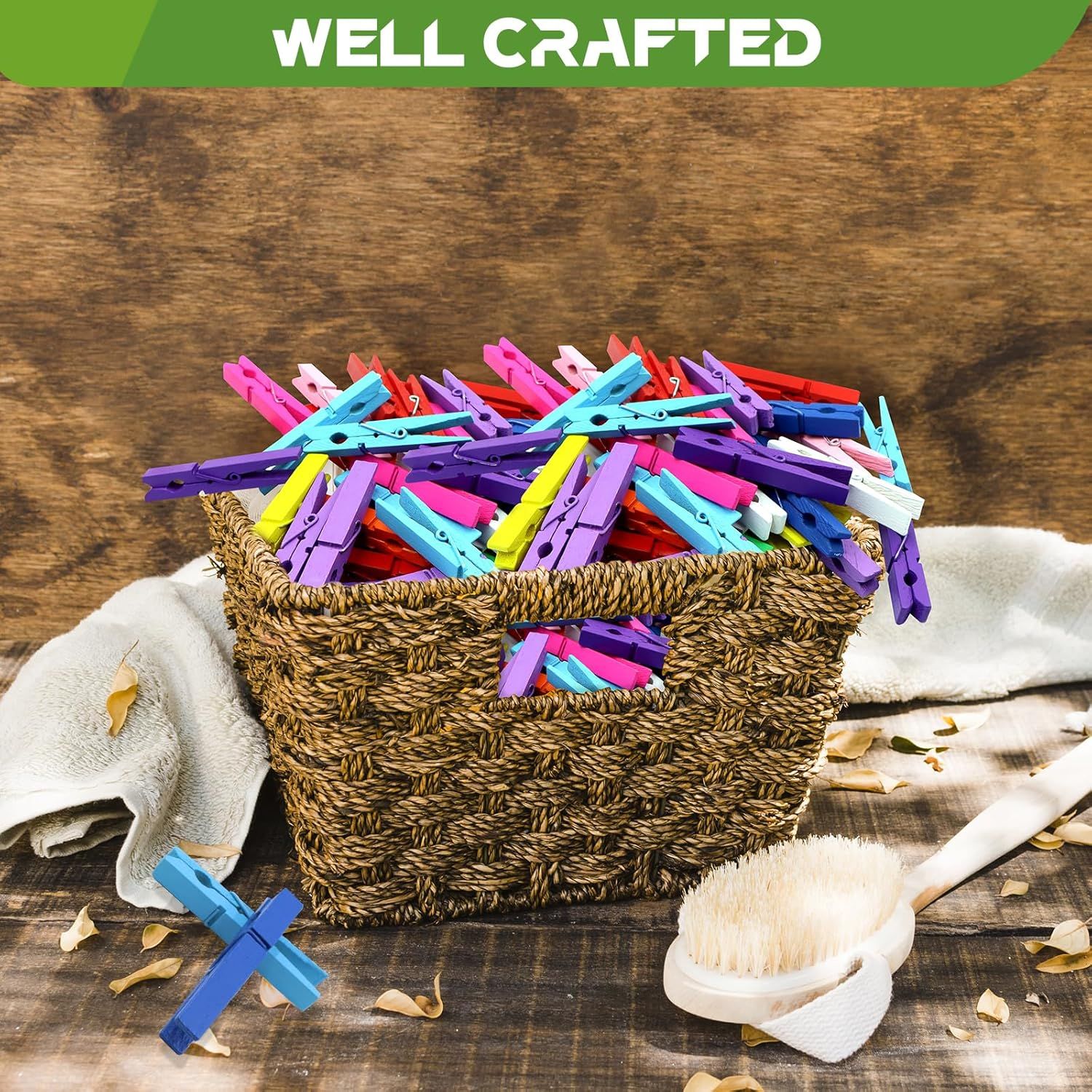 100 Pcs Colored Clothes Pins Wooden, Colored Clothespins for Crafts 2.9 Inch, Clothing Pins for Hanging Classroom — image 2