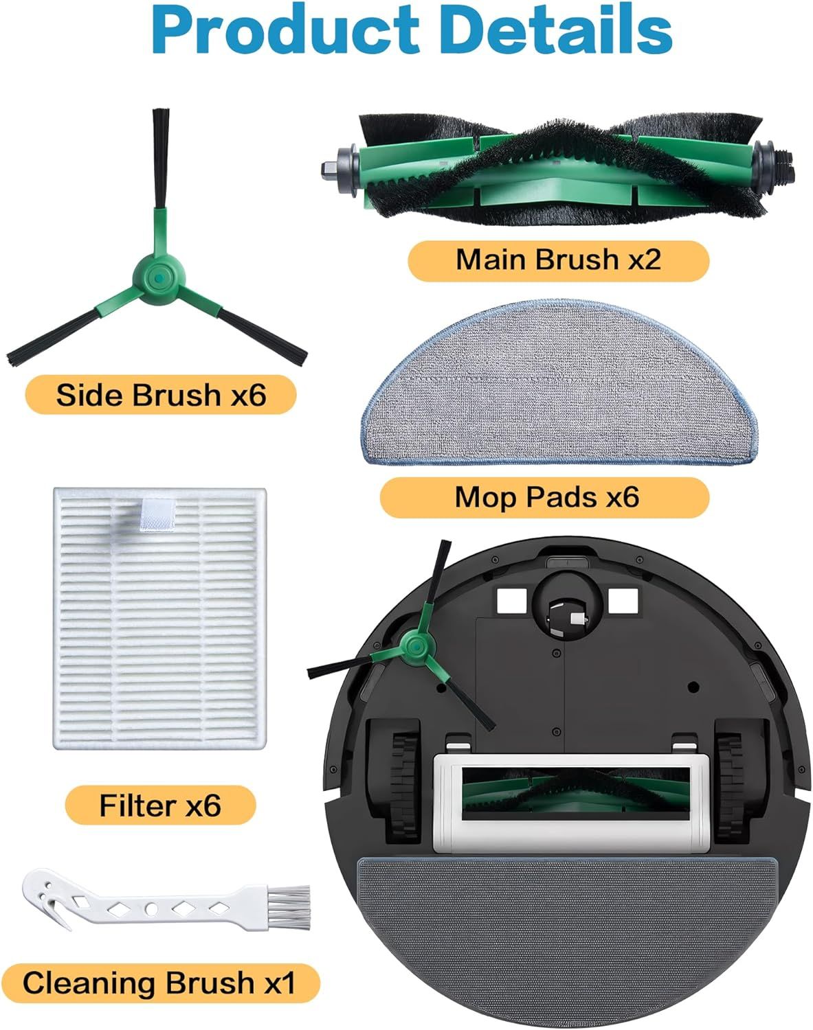 Replacement Parts or iRobot Roomba 104 Combo, 105 Combo, Essential Y0140 Y0112 Y0110 Robot Q0120 Q0110, 21 Pack Quality Accessories or Better Cleaning — image 6