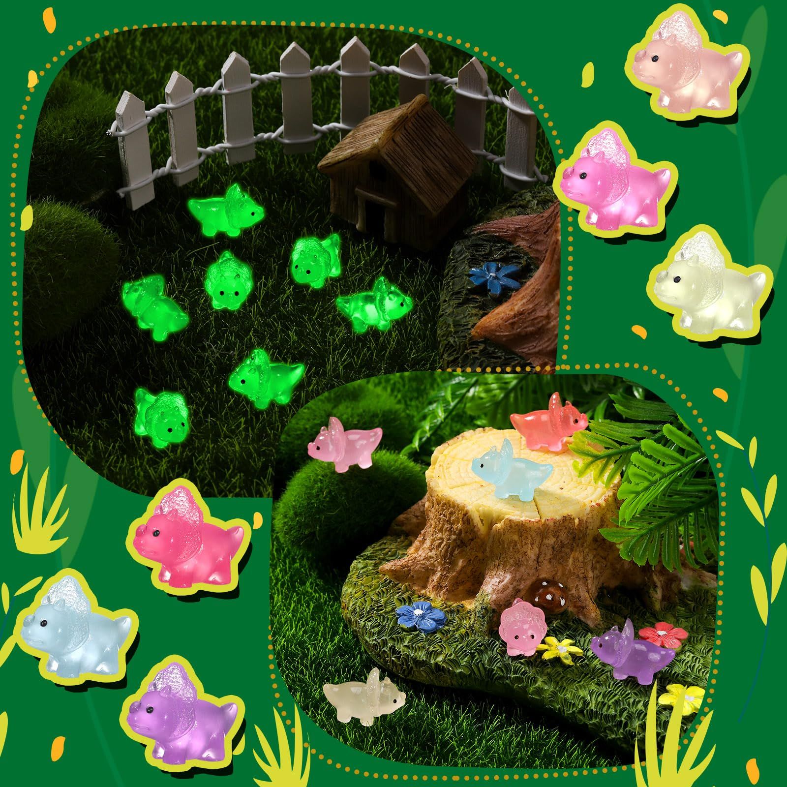 96 Pcs Luminous Mini Dinosaur Toys Glow in The Dark Dinosaur Figures Resin Small Dinosaur Figurines Tiny Dino for Garden Landscape โ image 4