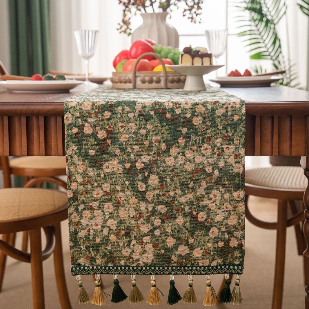 Vintage Luxury Tassel Table Runner - Elegant Dining Table Decor, Perfect for Kitchen & Holiday Celebrations, Retro Tassel Tablecloth Style (33-180cm) โ image 2
