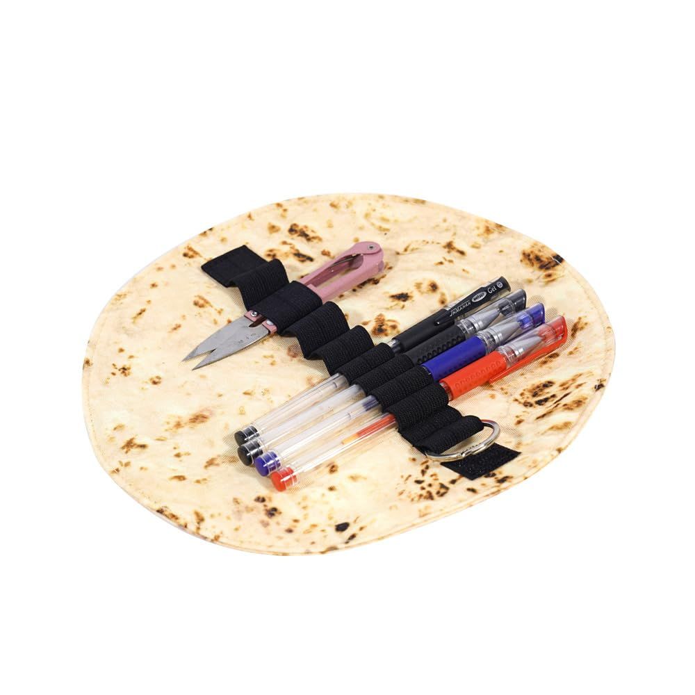 Funny Tortilla Pencil Case Holder Roll Canvas Pencil Pouch Pancake Canvas Pen Roll Up Round Pencil Holder Pancake Stationery — image 3