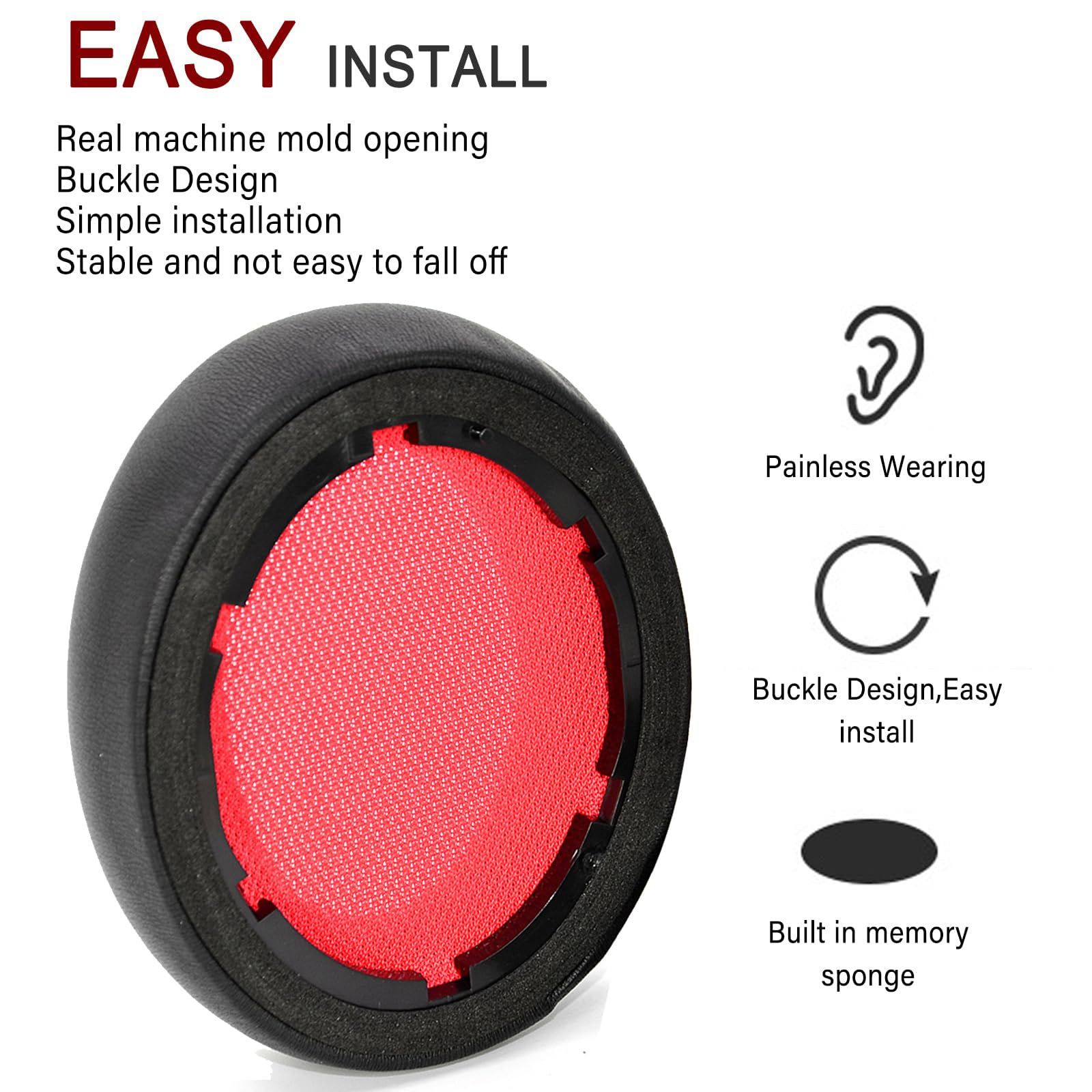 Ear Pads Replacement Ear Cushion Foam Soft Earpads Compatible with Q10 / Q10 BT/Life 2 Bluetooth Headphones Ear Cushion Black/Red — image 4