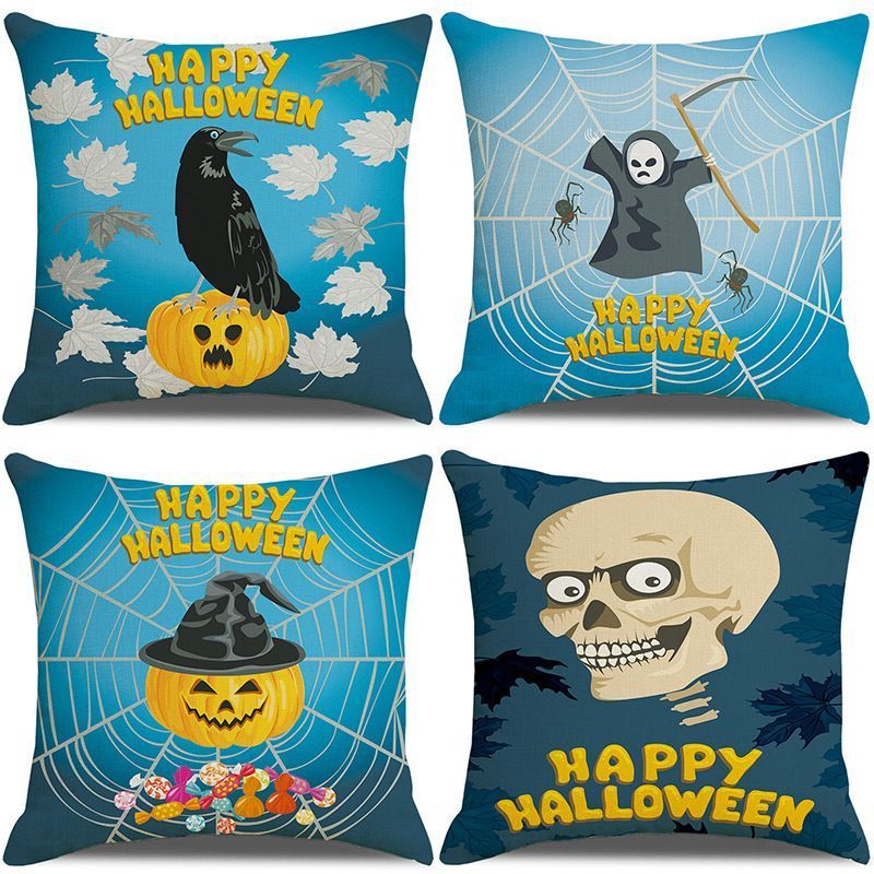 Home Festival Decoration 4PC Decorative Pillow Cover, Halloween & Christmas Theme, Style 33, Suitable For Sofa, Living Room, Bedroom, 45 × 45cm Does Not