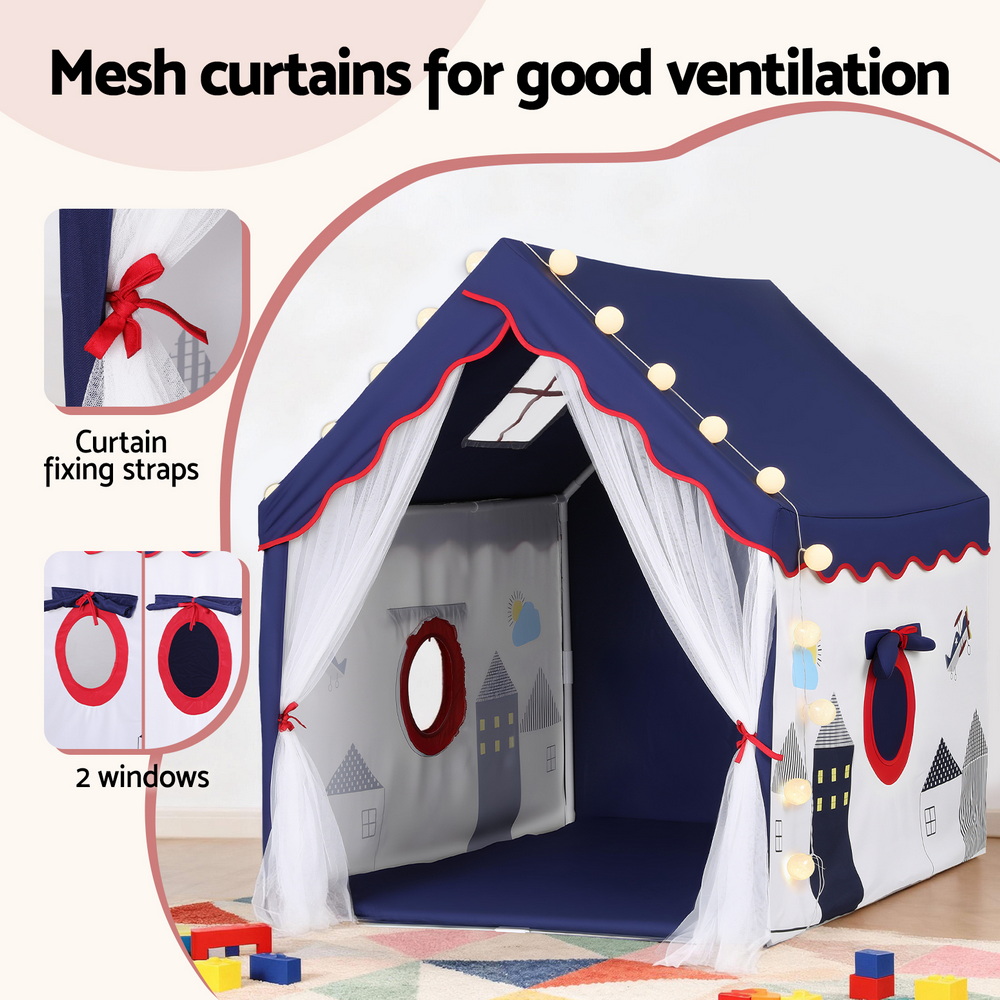 Keezi Kids Play Tent Playhouse Castle with Floor Mat String Ball Light 134X103CM โ image 6