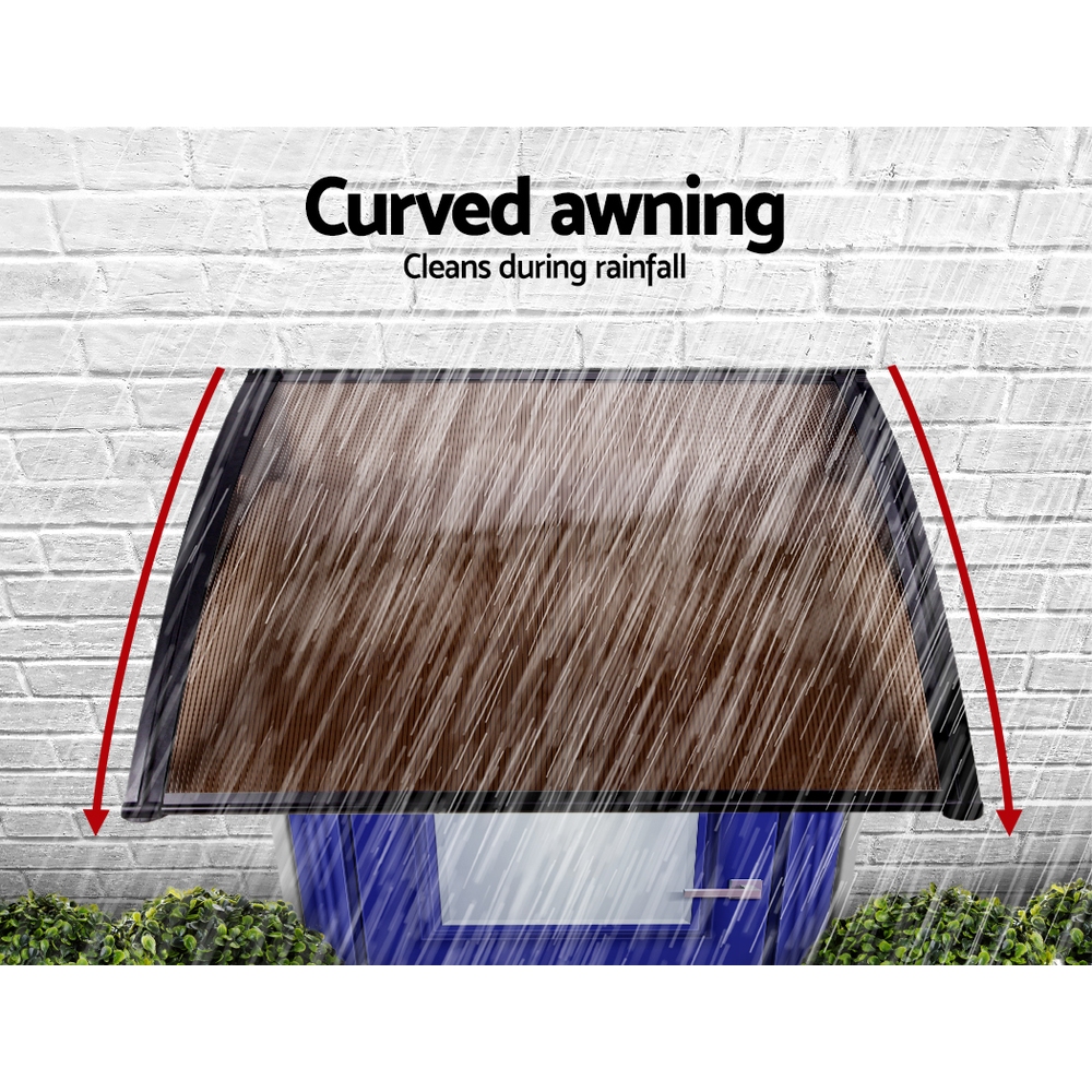 Instahut Window Door Awning 1mx1.2m Brown โ image 5