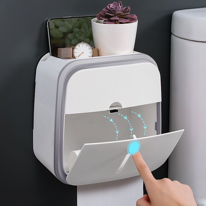 Wall Mounted Tissue Box Holder Strong Bearing Tissue Dispenser with Transparent Viewing Window for Home Bathroom Grey โ image 5