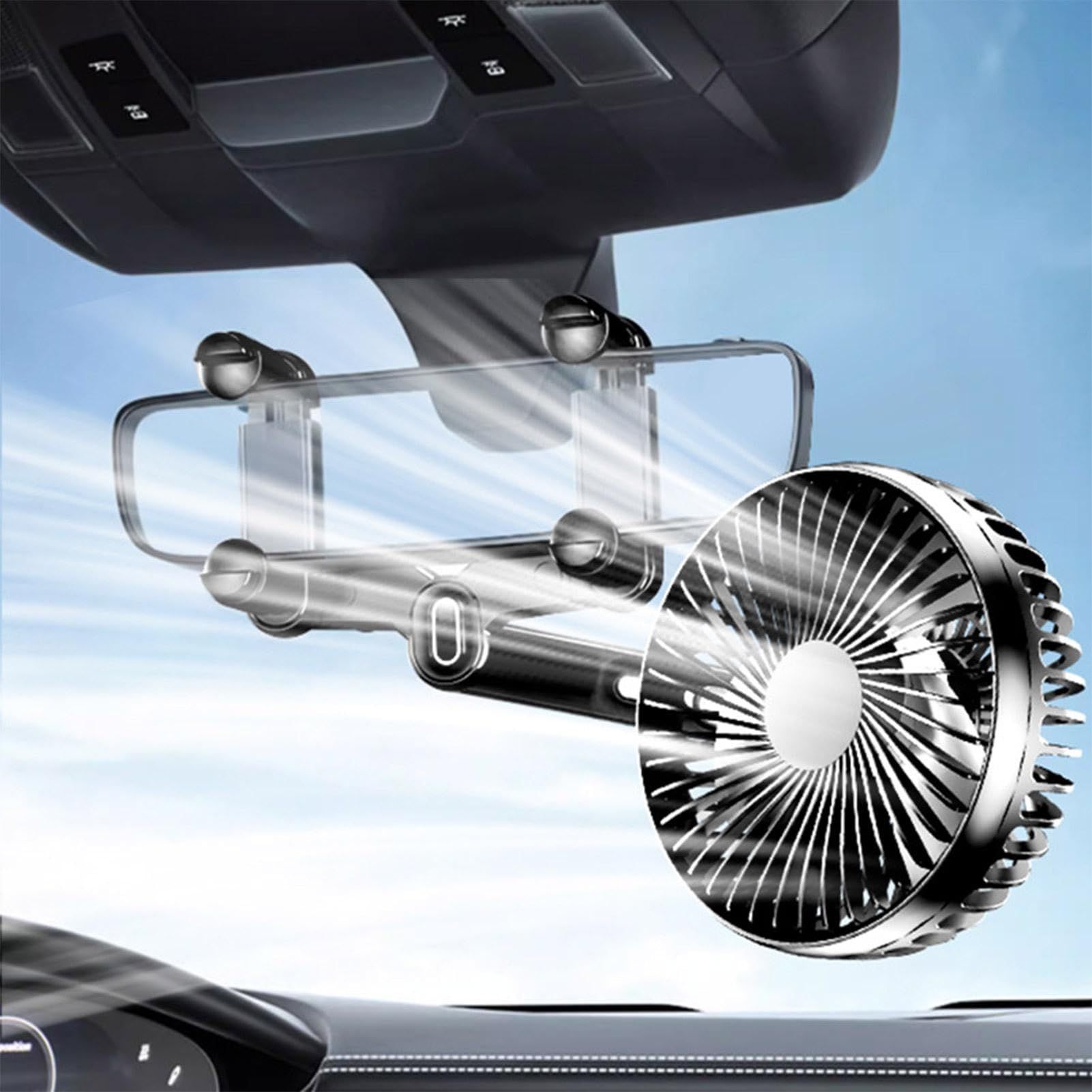 Stroller Fan, 5W Auto Cooling Fan with Universal Design, Battery Operated Fan for Rear View Mirror, Mini Handheld Desk Fan โ image 3