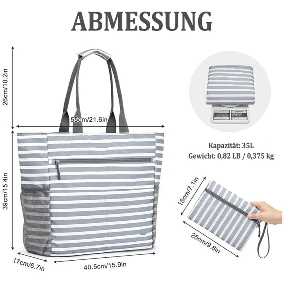 Waterproof Foldable Beach Bag Large Capacity for Shopping and Vacation, Blue, Multifunctional Shoulder Bag — image 2