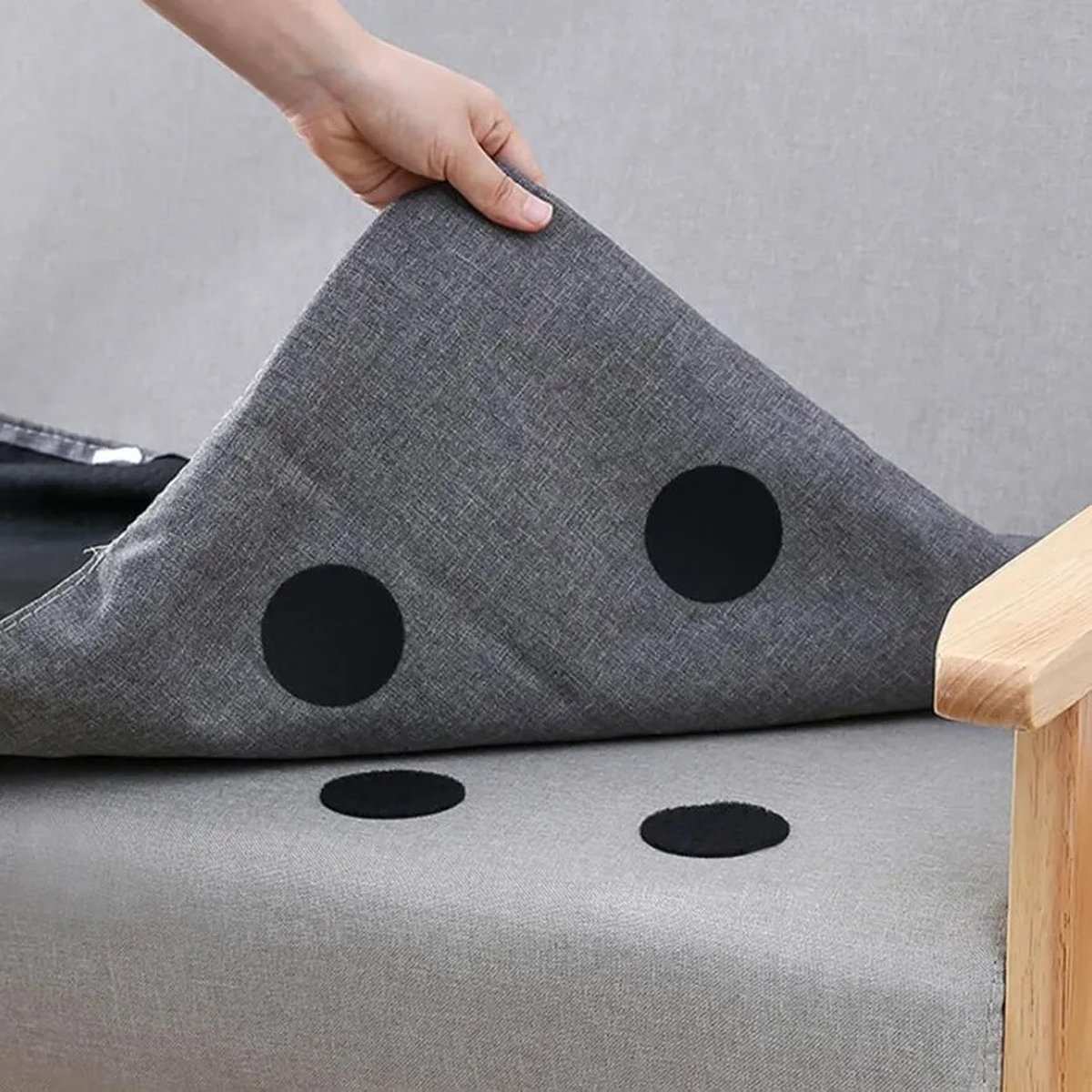 10 Pairs Self-Adhesive Double-Sided Hook and Loop Tape with Anti-Slip | Velcro | Self-Adhesive Pads | 6 CM Diameter | Carpet Tape | Furniture Tape | Black — image 3