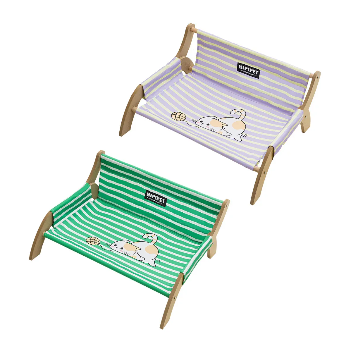 Pet Striped Lounge Bed Pet Nest Soft Cushion Washable Anti Slip Comfortable - Purple — image 3