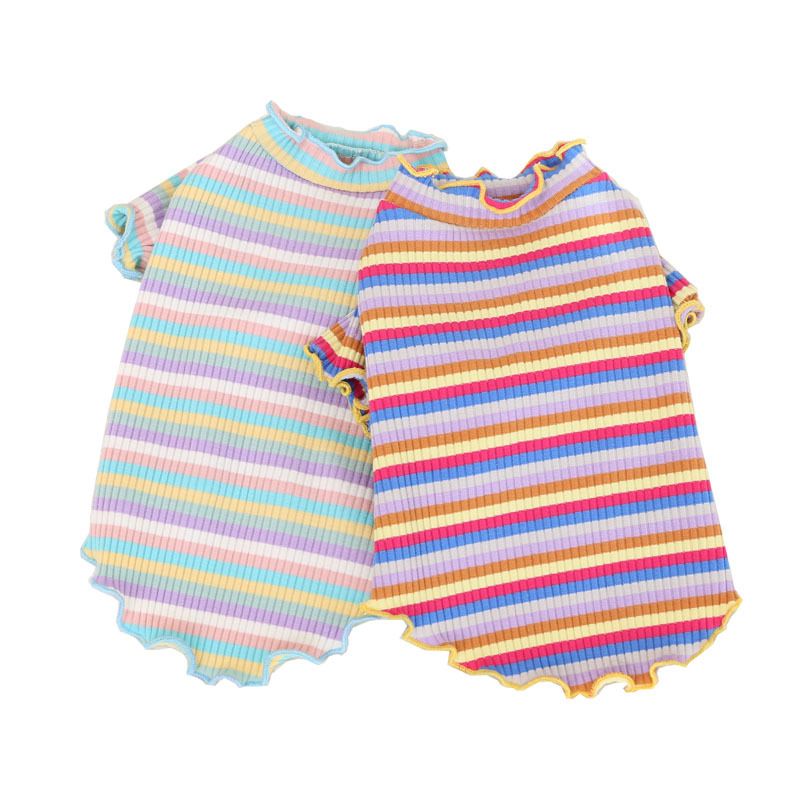 Cotton Knitted Pet Pullover Two Legs Clothes for Dogs Rainbow Strip XXL — image 6