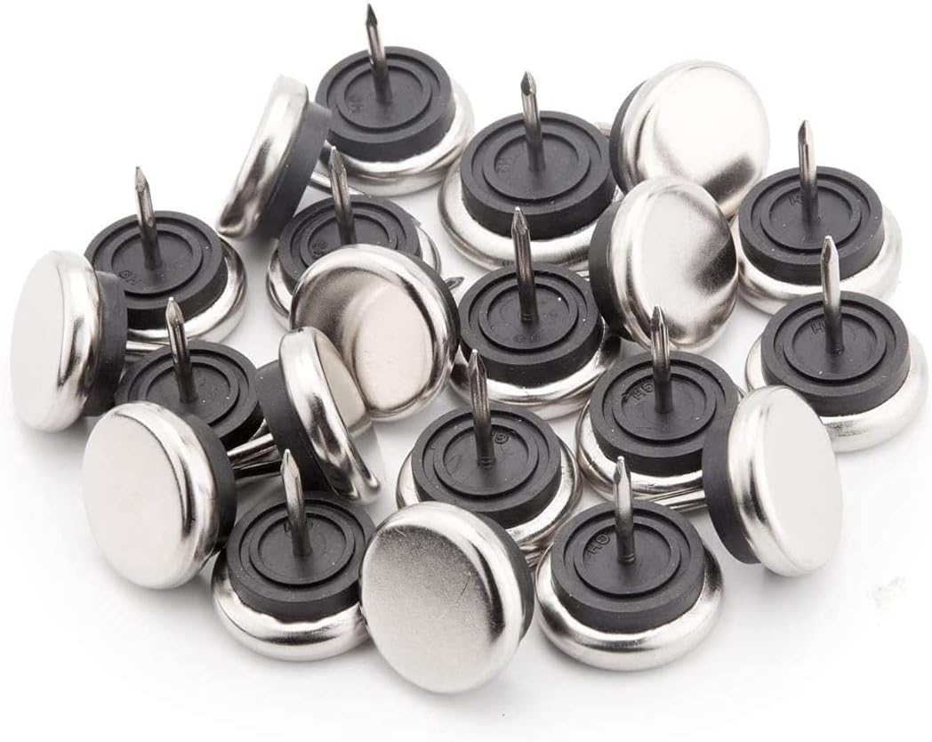 20pcs Round Heavy Duty Furniture Pads, Nail On Furniture Sliders Hardwood Floor Protectors Metal Nail On Glides for Chair Table Desk Cabinet Sofa Couch Leg