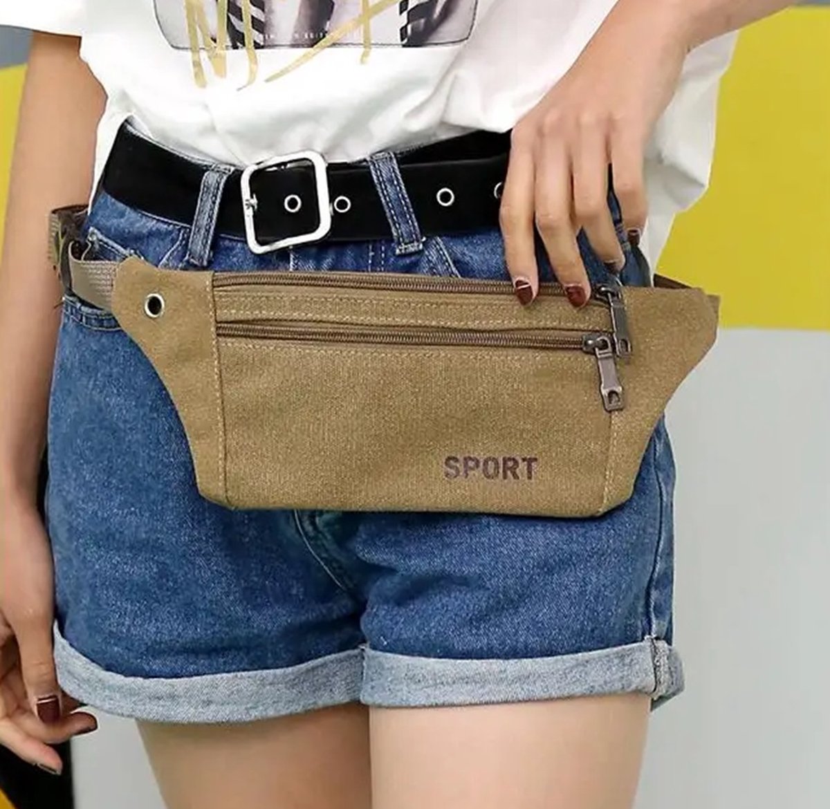 Sporty Waist Bag | Running Belt | Fanny Pack | Crossbody Bag | With Phone Holder & Cable Opening | Running Bag | Unisex | Black — image 4