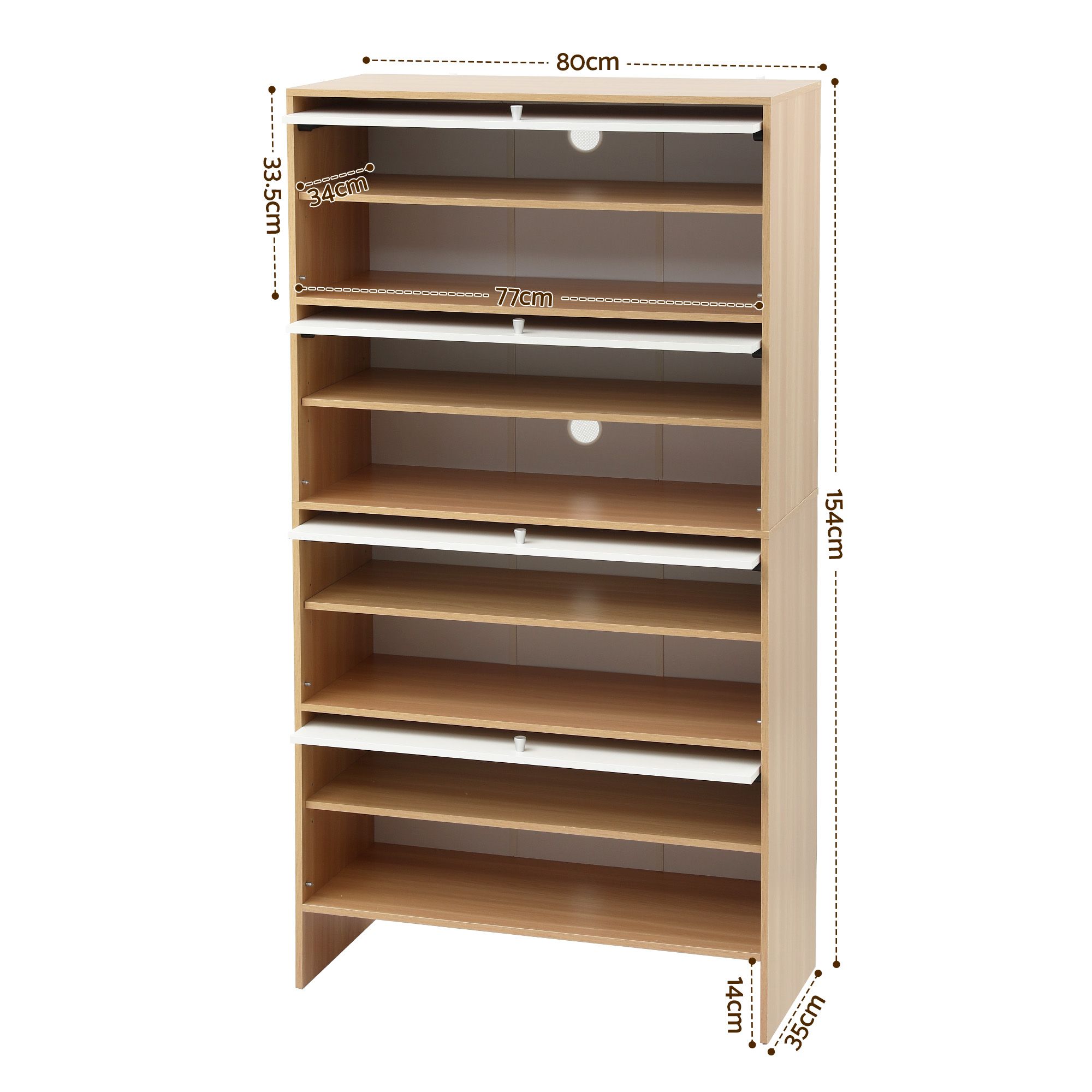 Artiss Narrow Shoe Cabinet Adjustable Shelves Flip-up Door White & Pine — image 4