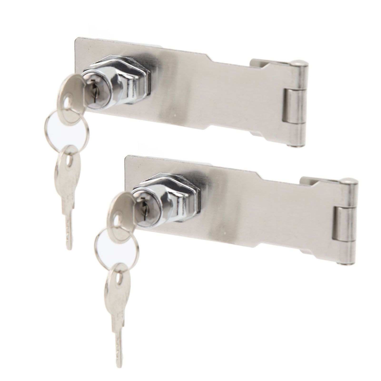2PCS Keyed Hasp Locks 201 Stainless Steel Zinc Alloy Twist Knob Catch Latch Safety Lock for Cabinets Doors Silver โ image 4