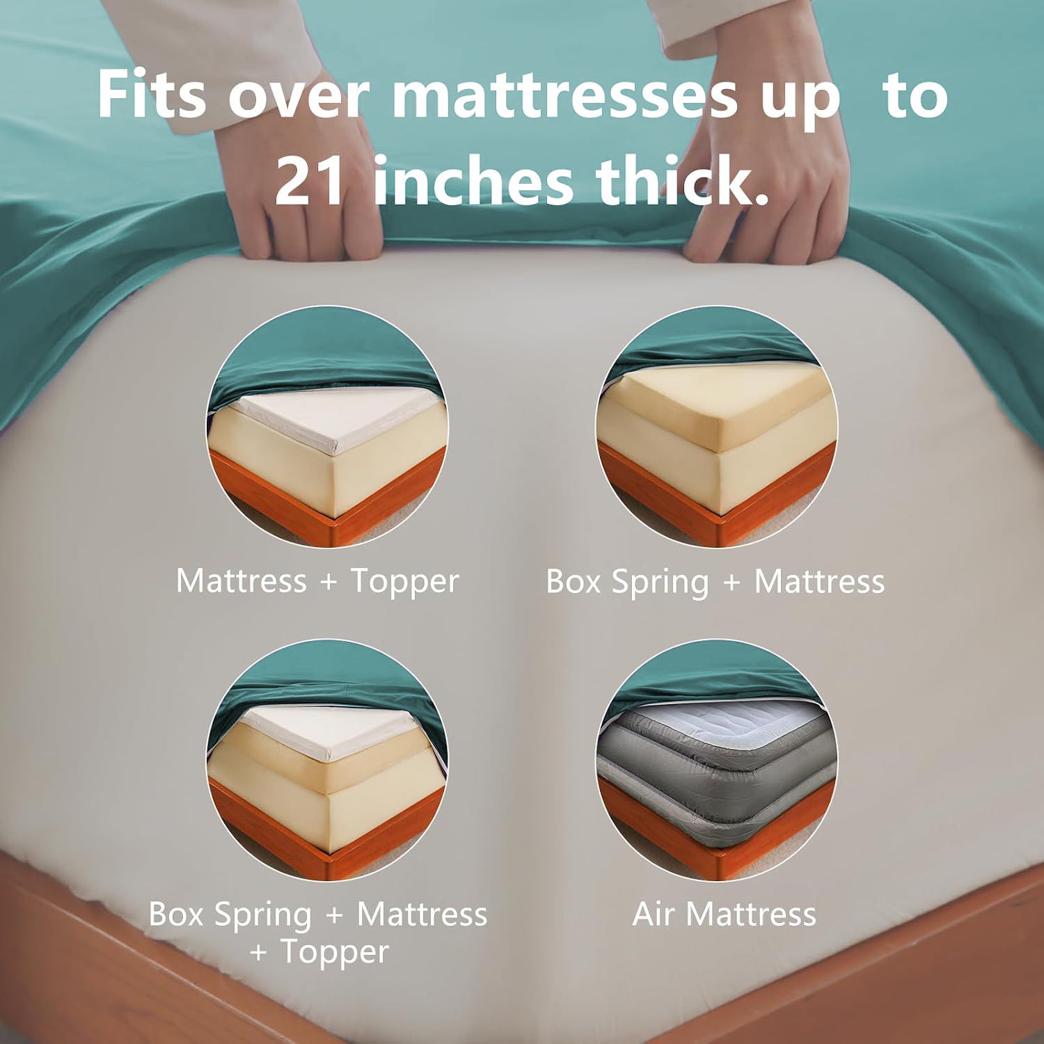 Hotel Soft Bed Sheet Set- Bedding Sheets & Pillowcases -Breathable Bedding - Wrinkle, Fade, Stain Resistant-Deep Pocket Flat Fitted Bed Sheet Set(Biscay — image 5