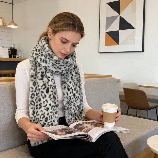 Scarf with Concealed Zipper Pocket - Secure Storage Pocket for Keys & Cards - Downy Soft & Warm - White โ image 6