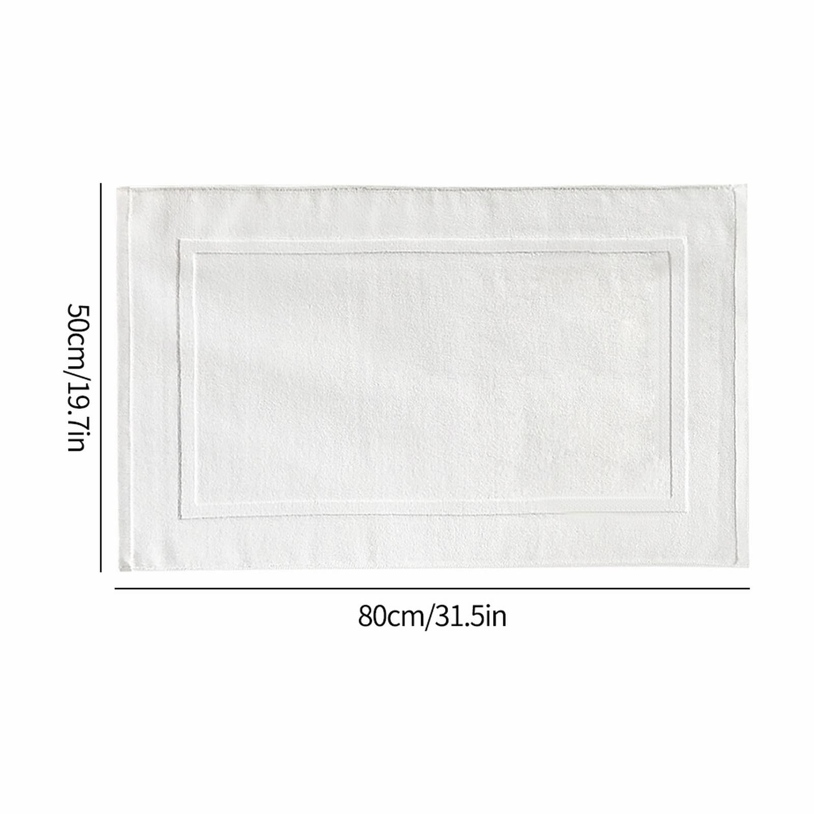2PCS White Cotton Classic Rug Bath Mats Absorbent Cotton Hotel Spa Shower Bathtub Mats [Not A Bathroom Rug] Machine Washable Shower Bathroom Floor Towel White — image 3