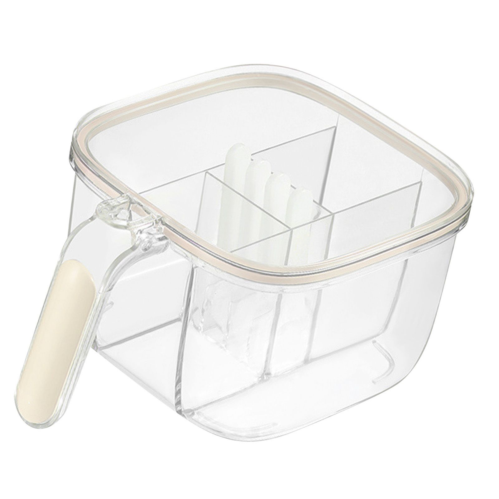 Seasoning Box 4 Compartments Transparent Window Strong PET Seasoning Jar with 4 Spoons for Home Kitchen Cooking Milk Yellow โ image 3