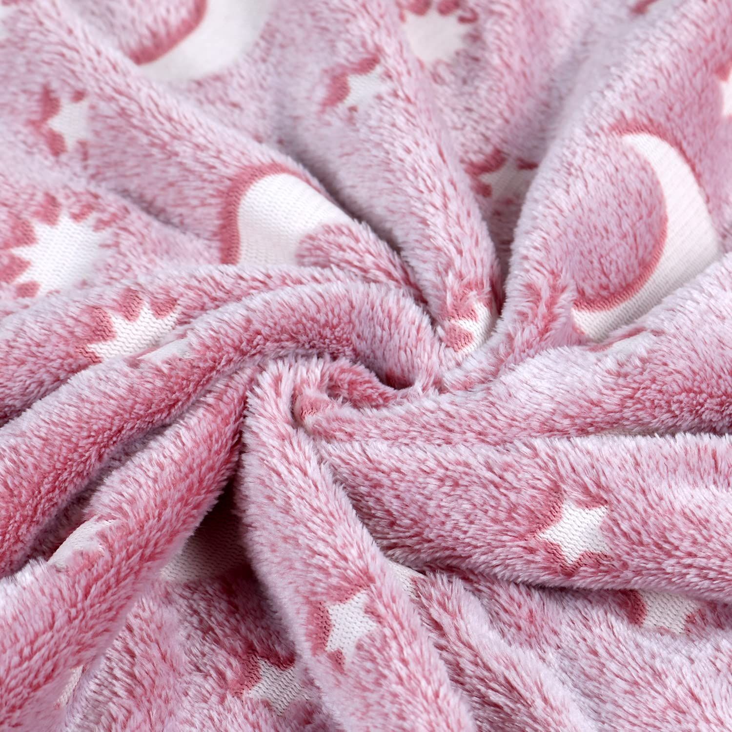 Super Soft Fuzzy Plush Flannel for Girls and Boys Sleeping Snuggle Blanket,All Seasons for Bed or Sofa,152*127CM (Pink Moon) — image 3