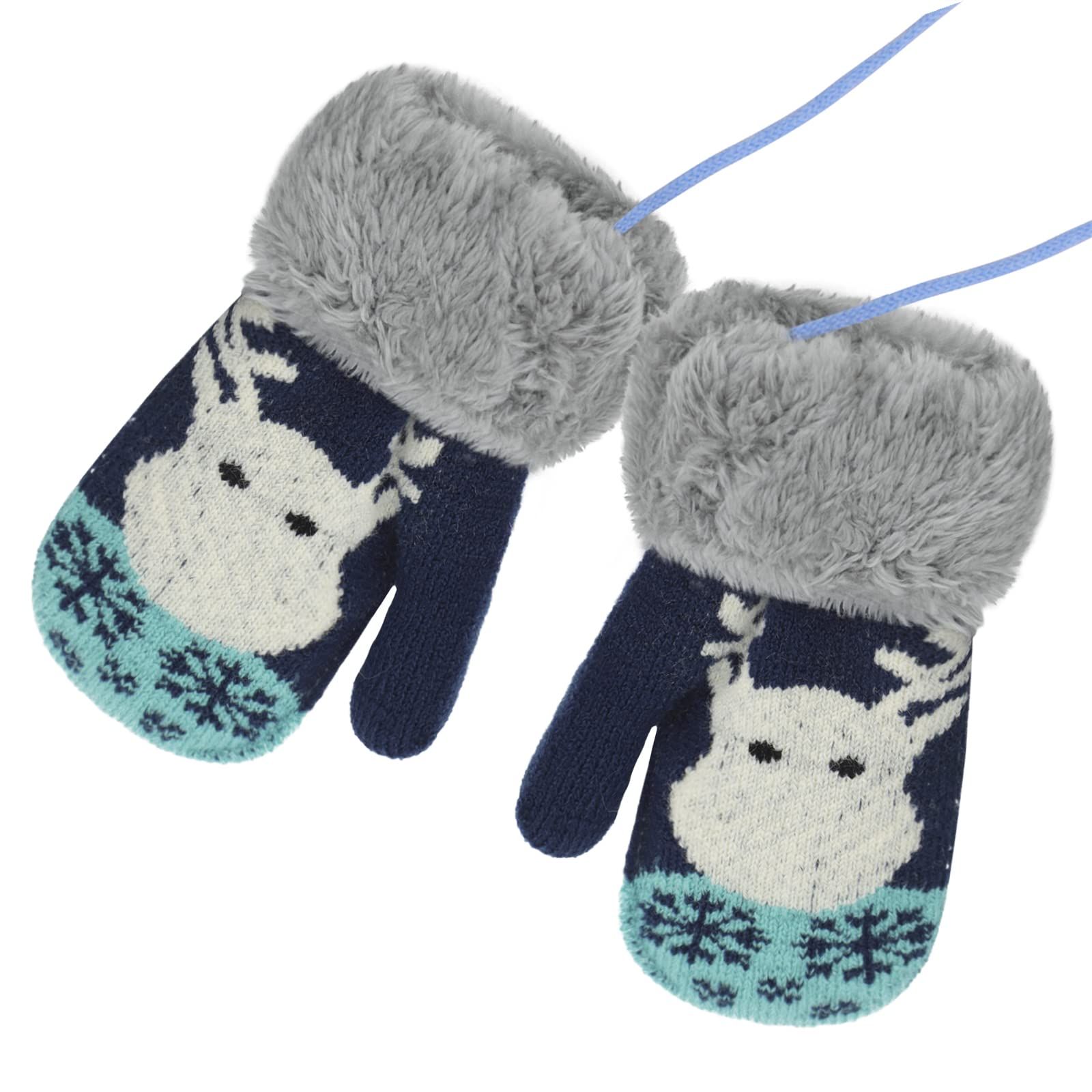 Baby Mittens Warm Mitts Infant Full Finger Gloves Magic Snow Mittens on String Lightweight,soft and comfortable โ image 3