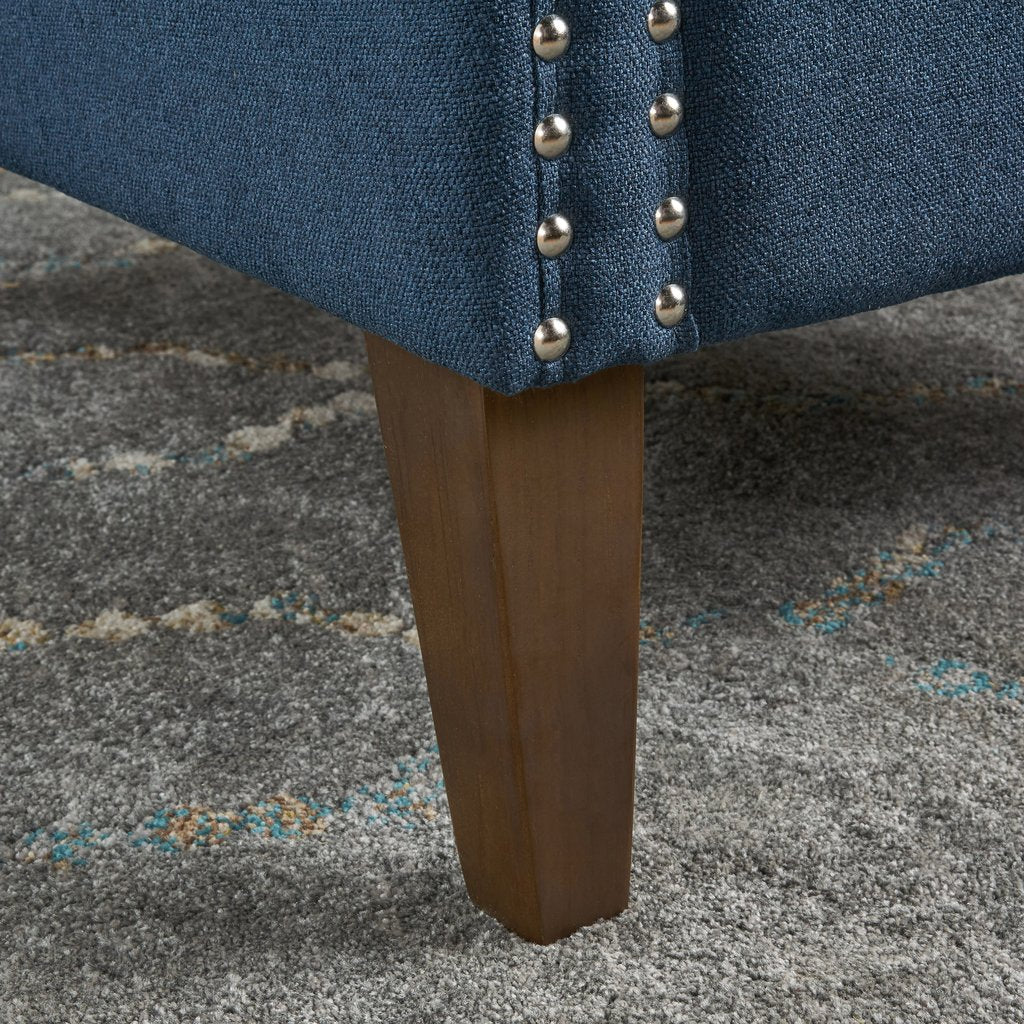Cecilia Classic Studded Dark Blue Wingback Club Armchair โ image 3