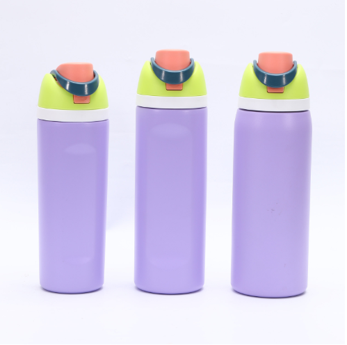 Insulated Stainless Steel Water Bottle with Straw,Purple color blocking & 24 oz, BPA-Free, for Travel, Sports, Outdoors — image 2