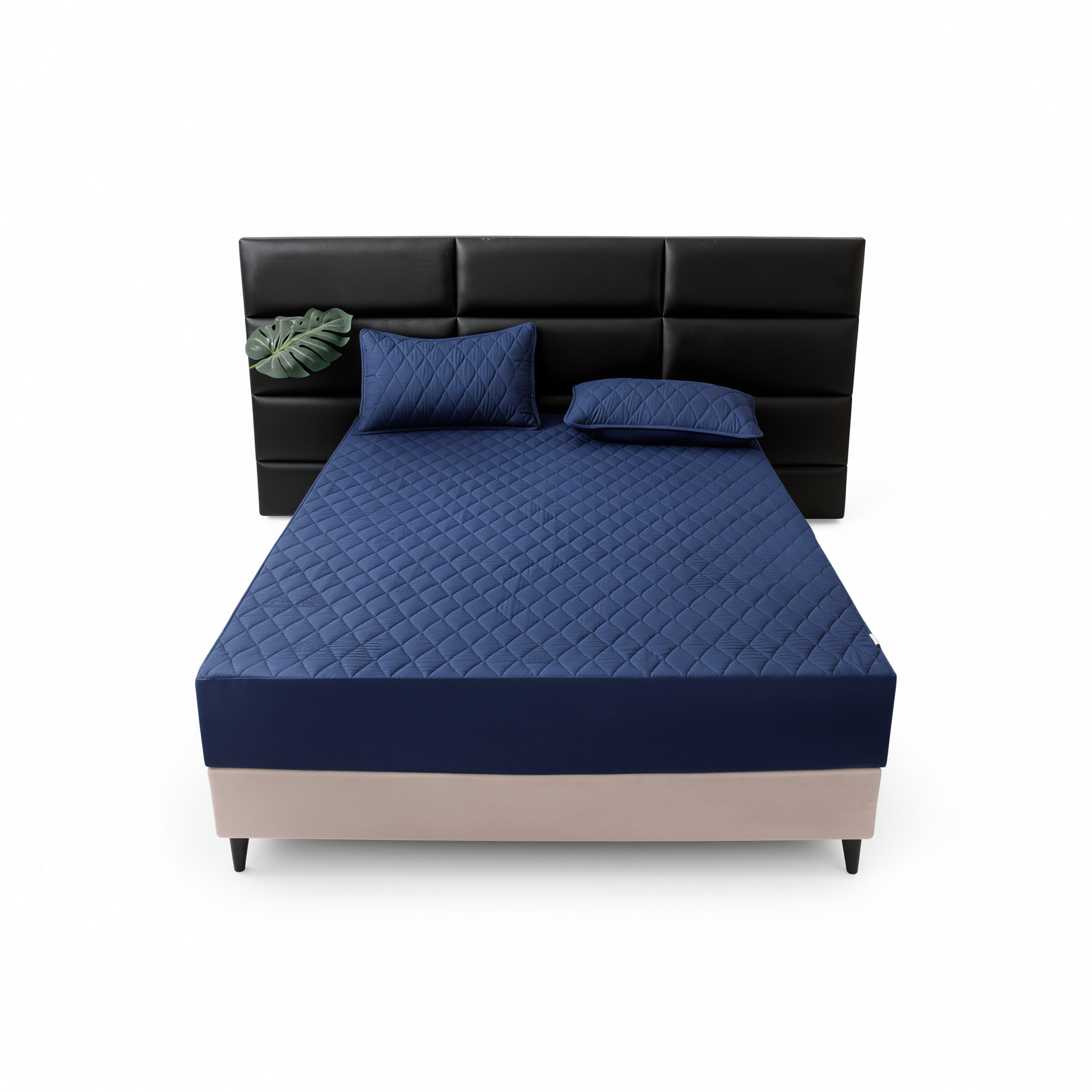 Waterproof Quilted Fitted Sheet Solid Color Toddler Navy blue 1.2*2m single fitted sheet โ image 2