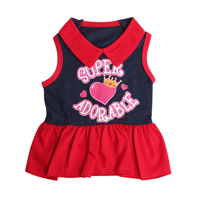 Pet products 2-Piece Dog Summer Dress Set - Team Spirit & SUPER ADORABLE Designs, Red White Stripes & Navy Blue, Peter Pan Collar, Cute Fit for โ image 2