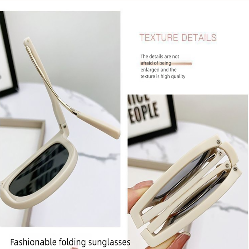 Apricot color Foldable UV400 Sunglasses for Men and Women – Lightweight Driving & Outdoor Sun Glasses with Hard Case, 18.4g TR+Metal Frame, Compact 32mm Folded — image 4